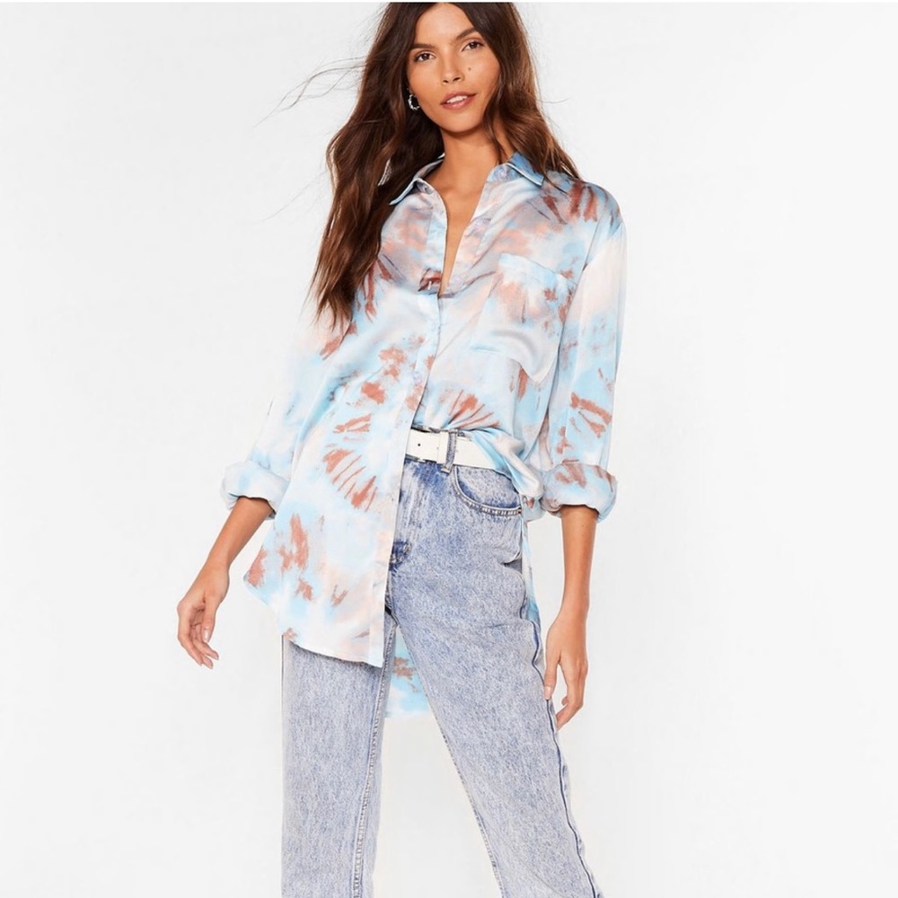 Nasty Gal Tie Dye Satin Shirt